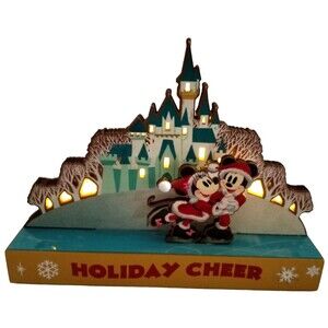 Disney Christmas Mickey Minnie Ice Skating Castle Lighted Holiday Cheer Snow Red